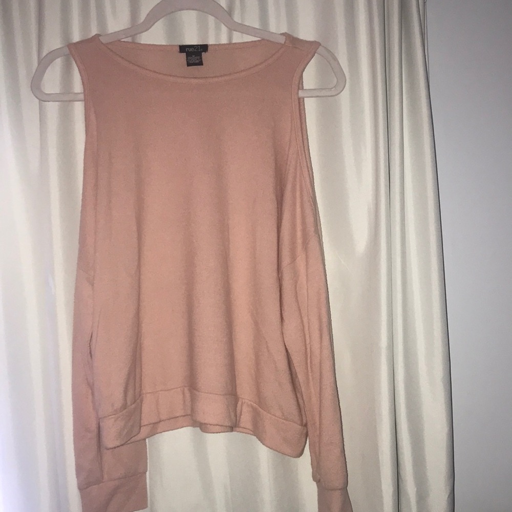 Pink long sleeve shoulder cut out